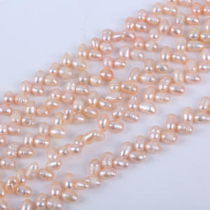 Collar de Perlas Blancas Nucleadas de Agua Dulce Naturales de 5-6 mm, Perlas Semiterminadas con Cadena de Trigo de Tres Siete Orificios, Perlas de Arroz - Product Image 3