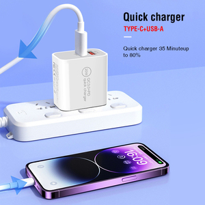 Almacén de EE. UU. <span class=keywords><strong>USB</strong></span> + Tipo <span class=keywords><strong>C</strong></span> Cargador de pared rápido dual <span class=keywords><strong>USB</strong></span> <span class=keywords><strong>C</strong></span> PD 20W Qc3.0 Adaptador de fuente de alimentación para Apple Iphone Us Plug Cargador rápido - Product Image 3