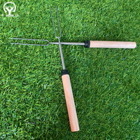 Fourchettes de barbecue extensibles, fourchettes en bois, fourchettes extensibles pour feu de camp, bâtons pour griller les guimauves, accessoires de barbecue