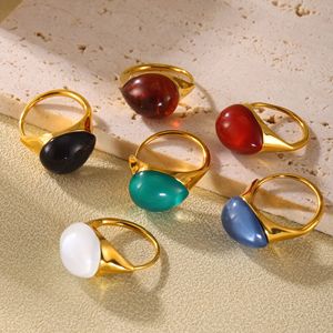 Vibrant Color Resin Statement <b>Ring</b> With 18K PVD Gold Plated Stainless Steel for Women | Waterproof, Hypoallergenic & Non-Fading - Product Image 1