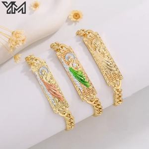 Bracciale Classico Religioso San Giuda con Croce, in Rame Placcato Oro, Semplice ed Elegante, per Uomo e Donna - Product Image 1