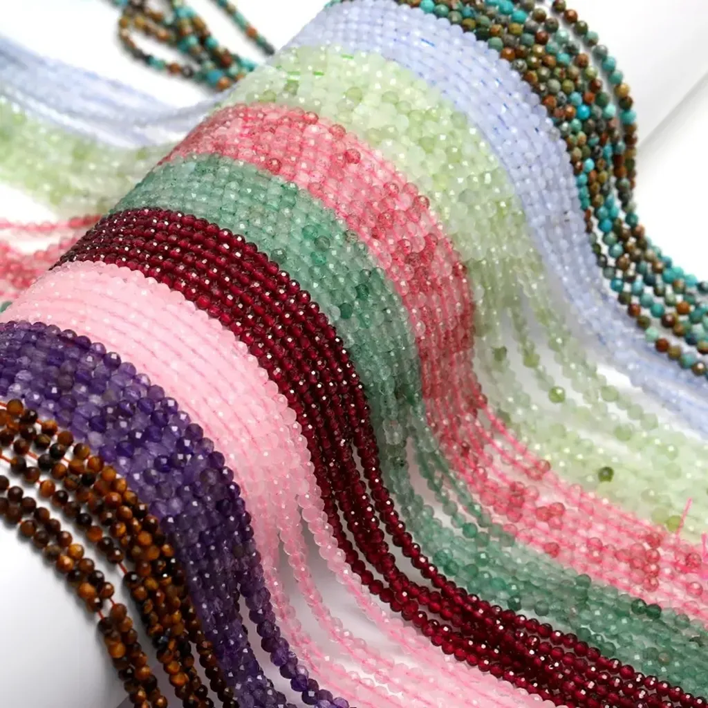 3 mm feinschneidbare gesicherte echte Naturedelstein-Loose Strand-Perlen zur Schmuckherstellung DIY-Design-Perlen gesichert Stein
