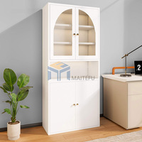 Mueble de Almacenamiento Moderno para Sala de Estar con Puerta de Vidrio y Marco Metálico, 6 Estantes Ajustables para Apartamento, Villa, Comedor, Bar en Casa