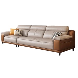 Juego de Sofás Seccionales de Cuero Genuino Estilo Italiano, Diseño Moderno con Estilo Simple para Apartamentos Pequeños, Esponja, 1+2+3 Plazas, Convertible en <span class=keywords><strong>Cama</strong></span> - Product Image 6