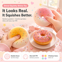Jouet à presser en forme de donut, doux, à remontée lente, anti-stress, avec dégradé arc-en-ciel et paillettes, pour filles et garçons