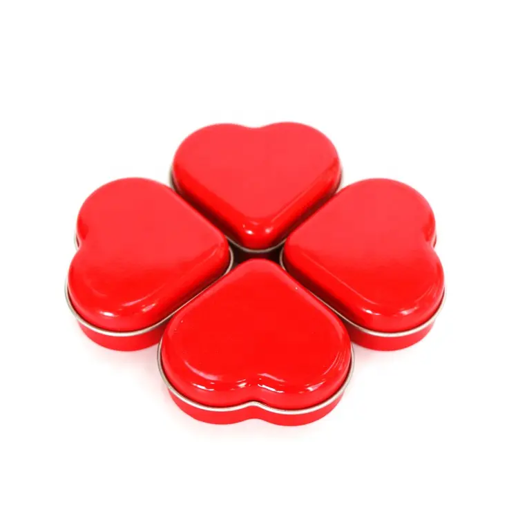 Promotion design heart shape metal food containers lip balm candy storage gift tin box