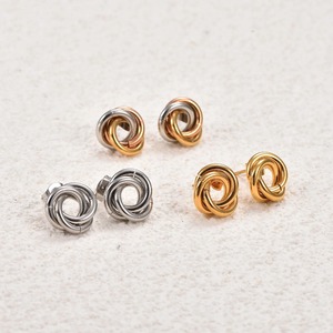 Boucles d'oreilles torsadées en acier inoxydable avec perles, étanches, tendance, rondes, pour femmes et jeunes filles - Product Image 3