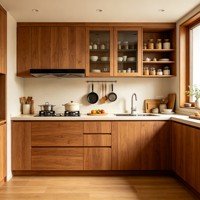 Meubles de cuisine en bois sur mesure, panier coulissant d'angle avec éclairage LED, système de rangement écologique pour la rénovation de la cuisine à domicile