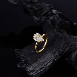 Anillo Abierto de Plata de Ley S925 con Moissanita en Forma de Pera, Diseño Minimalista de Lujo Ligero, Anillo de Compromiso y Boda para el Dedo Índice - Product Image 4