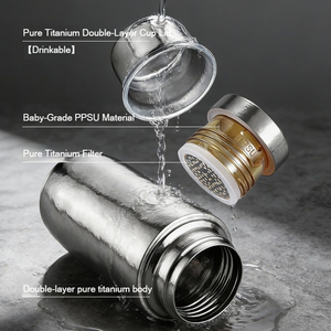 Tazza da tè in titanio puro da 300 ml, isolata sottovuoto a doppia parete, per interni ed esterni, mini, tazza tascabile, regalo aziendale, tumbler, tazza in titanio - Product Image 3
