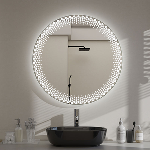 Miroir rond décoratif personnalisé pour hôtel, salle <span class=keywords><strong>de</strong></span> bain, salon, miroir mural moderne avec interrupteur tactile et éclairage LED - Product Image 1