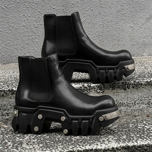 <span class=keywords><strong>Bottines</strong></span> à plateforme épaisse de luxe de haute qualité, rehaussantes, avec rivets métalliques, style motard, logo personnalisé disponible - Product Image 5