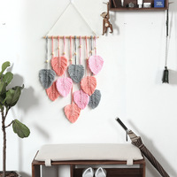 Style moderne Nouveau Tissé À La Main Coton Corde Feuilles Tapisserie Bohème Maison Décoration Murale Motif Vertical Tenture Murale