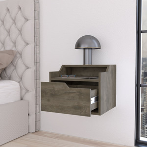 <b>Floating</b> Nightstand With Drawer And Dual <b>Shelf</b> Display For Bedroom <b>Wall</b> Mount Storage - Product Image 5
