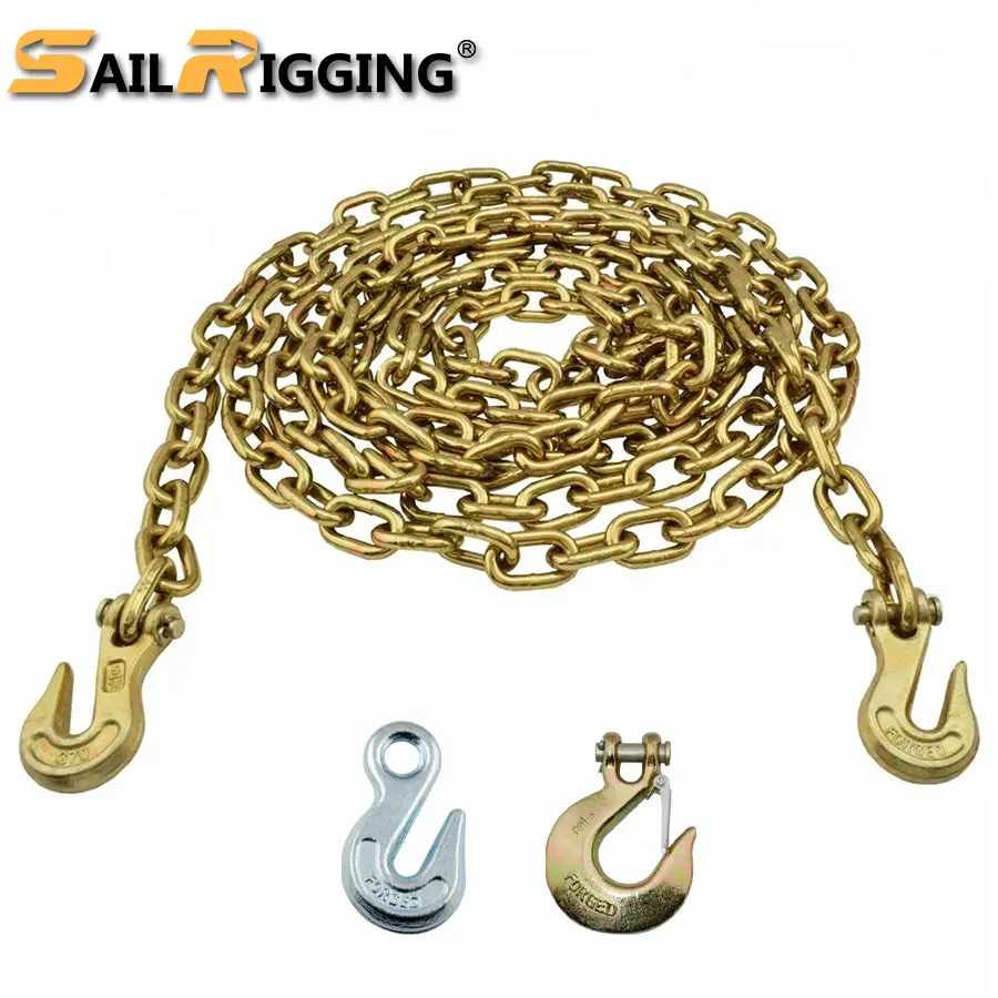 Tow Chain Heavy Duty Grade70 Iron Steel Welding Chain Link 1/4" 3/8" Yellow Galvanized Transport Tow Safety Trailer Chain