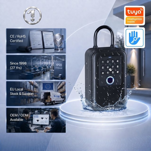 IP65 Tuya TTlock Dual Platform Key Box with Code Aluminum Alloy Fingerprint Smart Key Lock with Key for Airbnb Smart Home