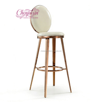 Chaises de bar modernes ovales de luxe en acier inoxydable doré, personnalisables en usine, pour hôtels et mariages, vente en gros
