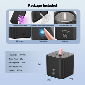 Ultrasonic UV Cleaning Jewelry Watch Washing Dental False Teeth Aligner Retainer Mouth Guard Ultrasonic <b>Denture</b> Cleaner - Product Image 4