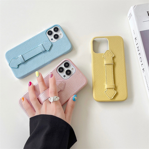 Housse de téléphone en cuir à motifs Litchi pour <span class=keywords><strong>iPhone</strong></span> <span class=keywords><strong>11</strong></span> 12 13 Pro Max <span class=keywords><strong>avec</strong></span> <span class=keywords><strong>poignée</strong></span> de doigt, 7 couleurs - Product Image 6