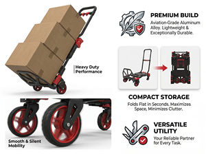 Carretilla de Mano Plegable Gliway de 4 Ruedas, Carretilla Portátil Adecuada para Aeropuertos, Almacenes, Supermercados, Capacidad de 330 LB - Product Image 5