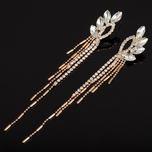 Pendientes de Moda con Flecos para Discoteca, Llenos de Diamantes - Product Image 4