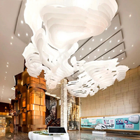 Lustre suspendu créatif personnalisé pour hôtel, villa, centre commercial, décoration artistique, grand lustre de plafond en forme de nuage pour salle de banquet