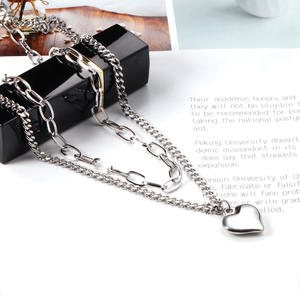 Katmanlı kolye takı kalp kolye altın kolye uzun küba zincir gerdanlık kolye kadın erkek - Product Image 6