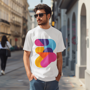 T-Shirt a manica corta in poliestere e cotone bianco con inchiostro personalizzato a base d'acqua - Product Image 4