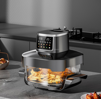 Friteuse à air en verre 1800W, capacité 4L+6L, contrôle numérique, électrique moderne sans huile pour usage domestique, garantie 1 an