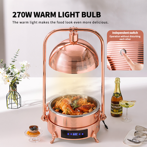 WINNERS Or rose Acier inoxydable 2 en 1 Buffet <span class=keywords><strong>Chauffe</strong></span>-plats Restauration Lampes chauffantes Service buffet Plaque chauffante avec bassin alimentaire - Product Image 5