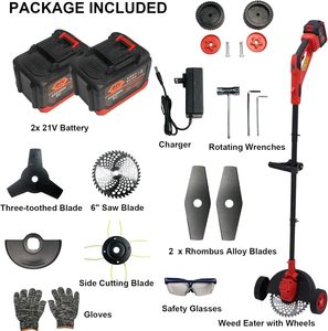 Kit de Desbrozadora Inalámbrica de Grado Profesional de 21 V y 650 W, Cortadora de Césped Portátil de Iones de Litio con Cuchilla de Acero, Desbrozadora Antivibración - Product Image 2