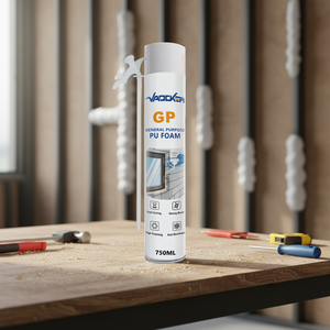 Mousse expansive de construction en polyuréthane PU de 750 ml, blanche, pour le remplissage et l'étanchéité des cadres de fenêtres et de portes, isolation thermique, CE - Product Image 1