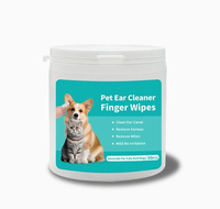 Lingettes de nettoyage pour les yeux, les oreilles et les dents des animaux domestiques, doigts nettoyants 3-en-1 jetables pour chiens et chats, élimination des taches de larmes et de la cire