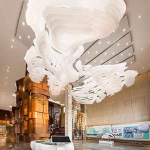 Custom Cloud Acrylic LED <strong>Chandeliers</strong> for Hotels Lobbies Banquet Halls-Remote Lighting Pendant Lights for Sale - Product Image 5