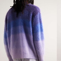 Tricots de haute qualité pour hommes Cardigan en mohair personnalisé à la mode Tie-Dye rayé col en V OEM Chinky brossé coloré rose hiver