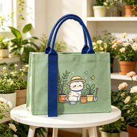 Sac de rangement réutilisable en toile imprimé personnalisé avec fermeture éclair, motif dessin animé, pour voyage, emballage cadeau, chaussures, cosmétiques, étudiants