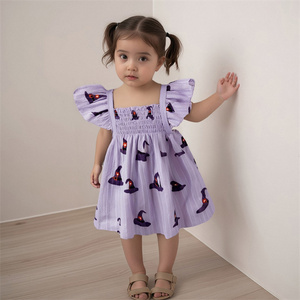 Thấp <span class=keywords><strong>moq</strong></span> tùy chỉnh phong cách nhà sản xuất bé Halloween Trang phục phù thủy hat in smocked Tops xù Quần Short trẻ em Cô Gái Quần Áo Set - Product Image 3