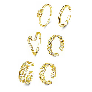 Stainless Steel <b>Open</b> <b>Ring</b> Set With Hollow Out And Heart Designs Adjustable Stackable <b>Rings</b> For Daily Wear And Gifting - Product Image 6