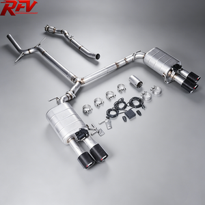 Tuyau d'échappement avant universel + échappement arrière en acier inoxydable 304 poli miroir de 1,2 mm d'épaisseur pour Audi A4 2.0T B8 2011 - Product Image 4