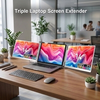 Extensor de Pantalla para Portátil FHD 1080P, Monitor Triple Portátil de 14 Pulgadas, Pantalla Extendida para Portátil con USB C HD Plug and Play