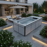 BIGEER 2026 Nouvelle Piscine Spa Hydraulique Sans Fin en Acrylique BG-6661 Balboa, Luxe Moderne Amélioré en Acier Inoxydable Brossé Argenté
