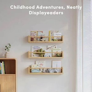 Wooden Beaded Storage <b>Rack</b> For Childrens Picture Books Dolls Wall <b>Shelf</b> Rectangle Durable Standing Type - Product Image 4