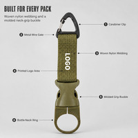 Support de bouteille d'eau d'extérieur avec mousqueton, sangle en nylon, compatible MOLLE pour sac à dos, logo personnalisé, vente en gros, OEM