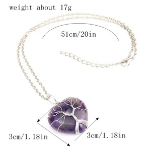 Vente en gros de pendentifs en cristal naturel en forme de lune et de cœur, pierre de cristal de guérison, arbre de vie enroulé pour collier de bricolage, cadeau de bijoux - Product Image 5