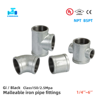 Fitting Pipa Besi Cor Lunak Galvanis FM UL BSP NPT Gi 1/2'' Tee Elbow Nipples Bushing untuk Gas dan Pemadam Kebakaran