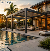 Motorisierte Aluminium-Pergola mit Pulverbeschichtetem Rahmen, LED-Beleuchtung, Wasserdichtem Bioklimatischem Dach für Pool, Terrasse und Villa