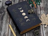 Journal intime en cuir Vintage fait à la main fournitures de sorcellerie Antique cahier Wiccan Journal croissant de lune carnet de croquis A5 A3 A6 tailles