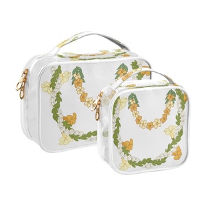 2-piece Hawaii <b>Lei</b> Design Waterproof Portable Wash Clear Bag Transparent Travel Storage PVC Makeup Cosmetic Organizer Pouch Bag - Product Image 1
