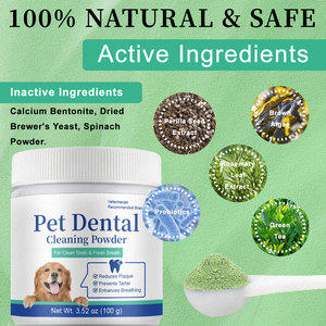Vendite calde OEM polvere dentale per cani integratore per animali domestici per la pulizia dei denti in polvere per cani placca e alito cattivo in polvere 100 grammo - Product Image 5