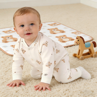 Combinaisons pour bébé Kaka Bear en coton pur imperméable à manches longues avec fermeture à boutons-pression, motif de dessin animé, fournisseur de médailles d'or, vente en gros